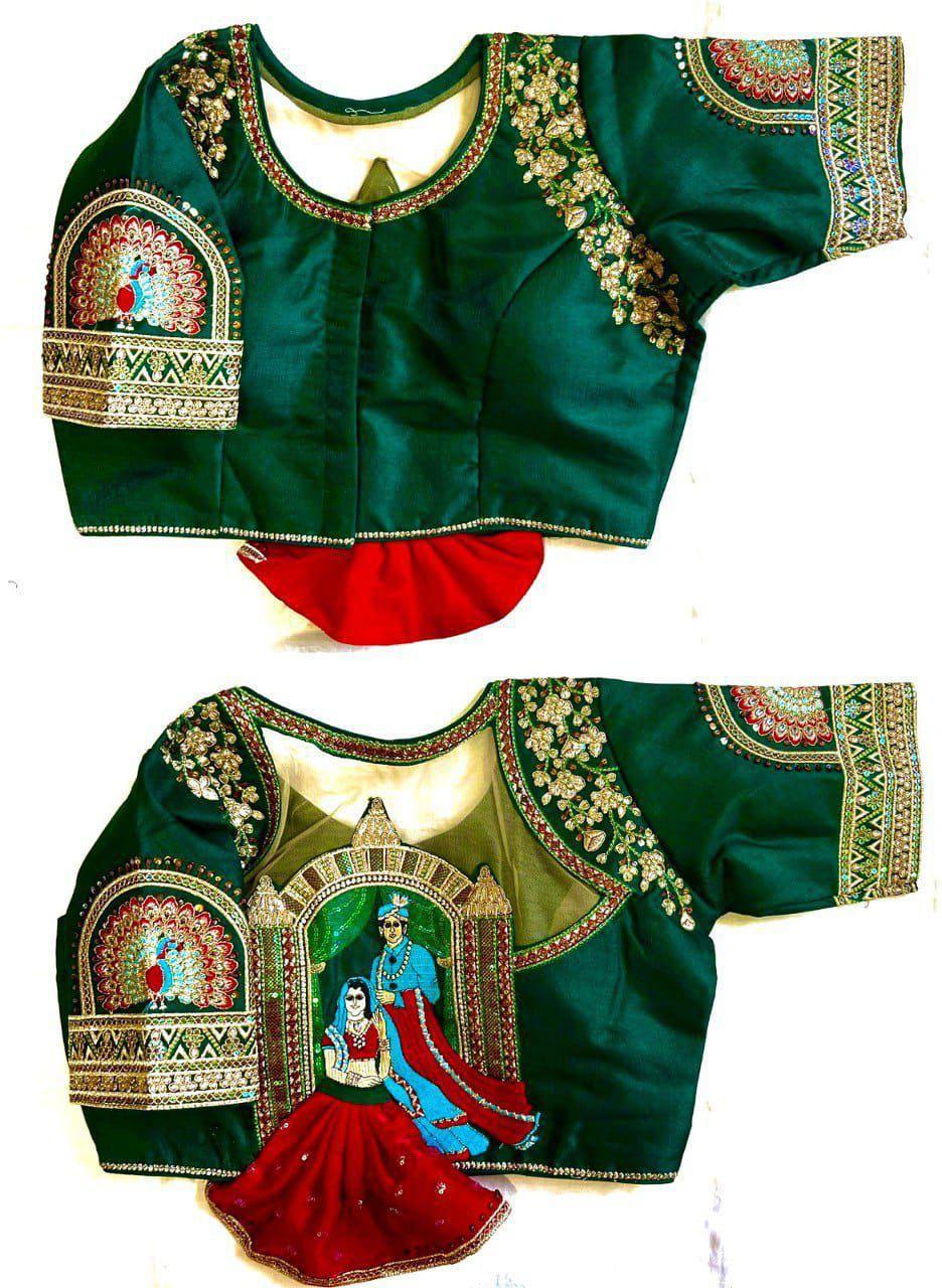 Shining Silk Embroidered Blouse