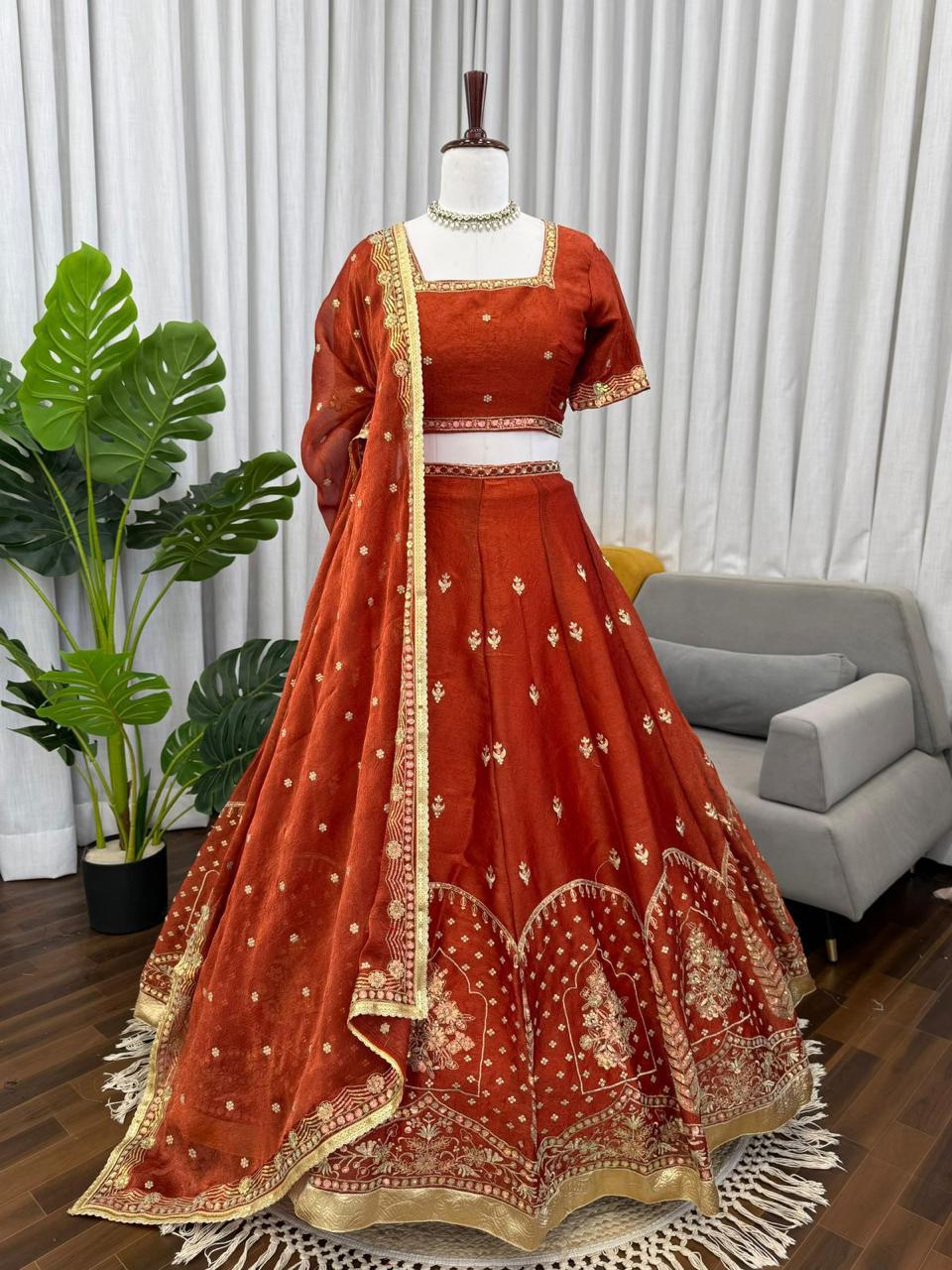 Premium Designer Krishma Silk Lehenga Set with Sequin Thread Work