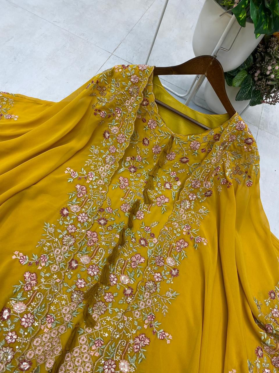 Designer Indo-Western Kurta Palazzo Set with Embroidered Shrug