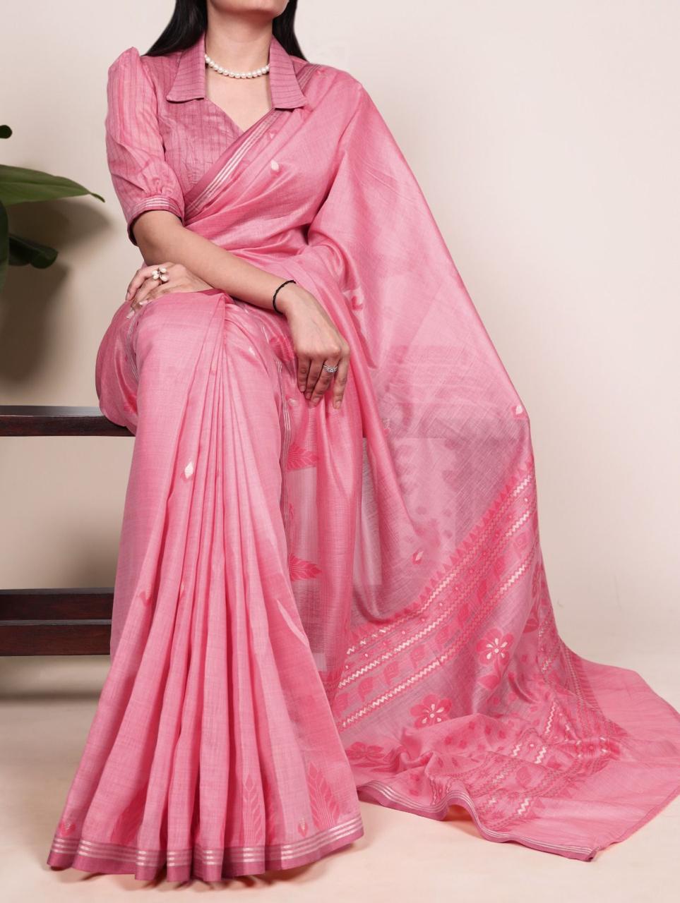 Cotton Silk Zari Weaving Saree