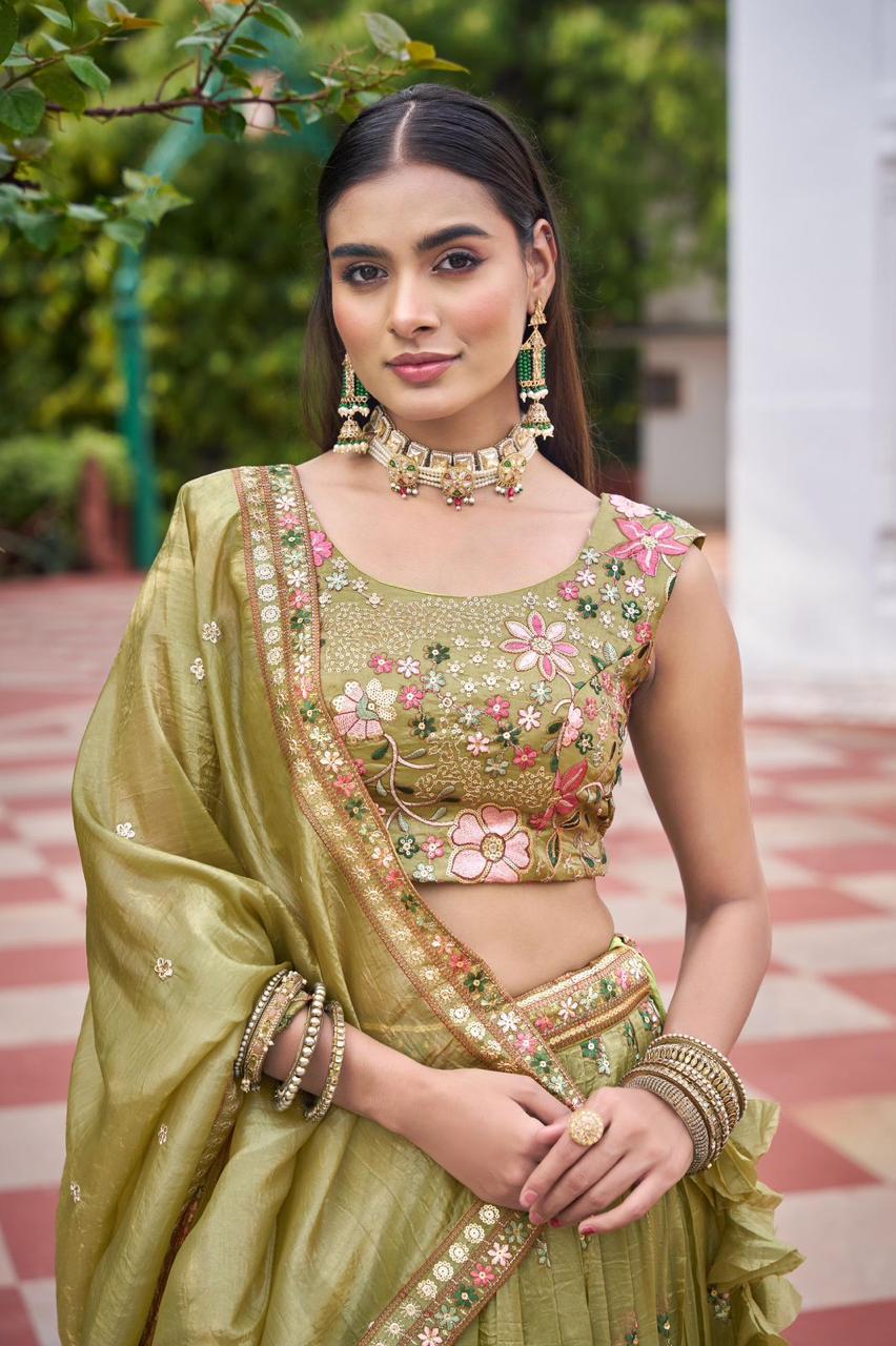 Premium Gold Crush Lehenga Set