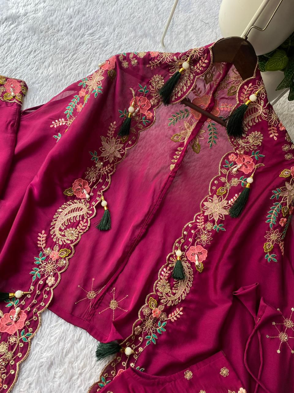 Rangoli Silk Embroidery Dhoti Shrug Set