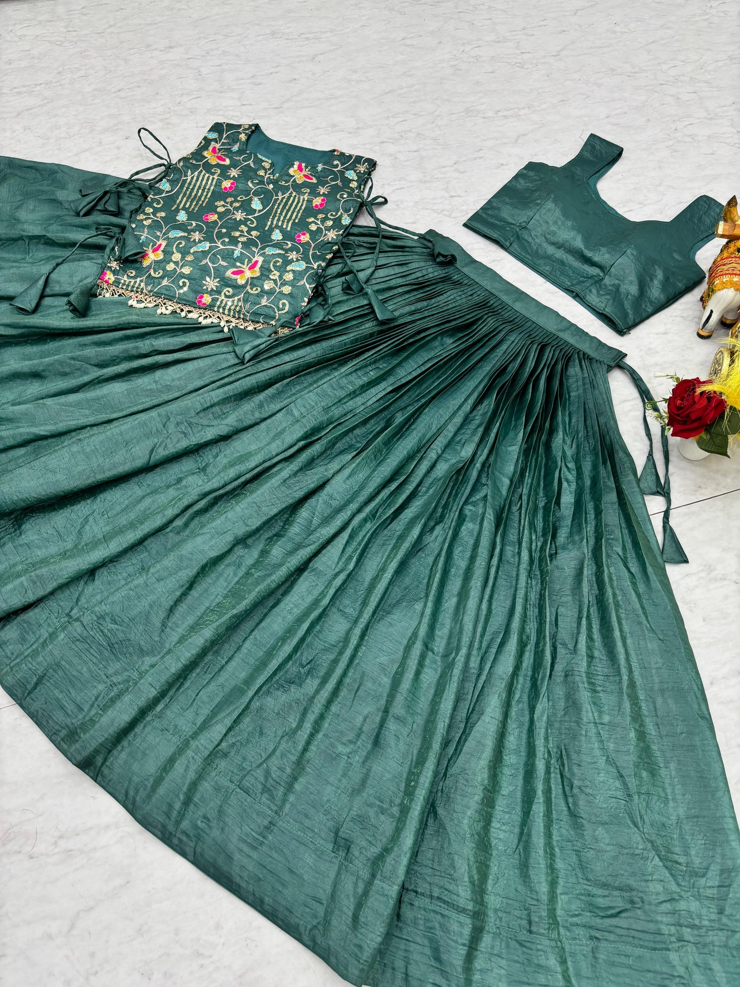 Gold Crush Lehenga With Shrug and Choli