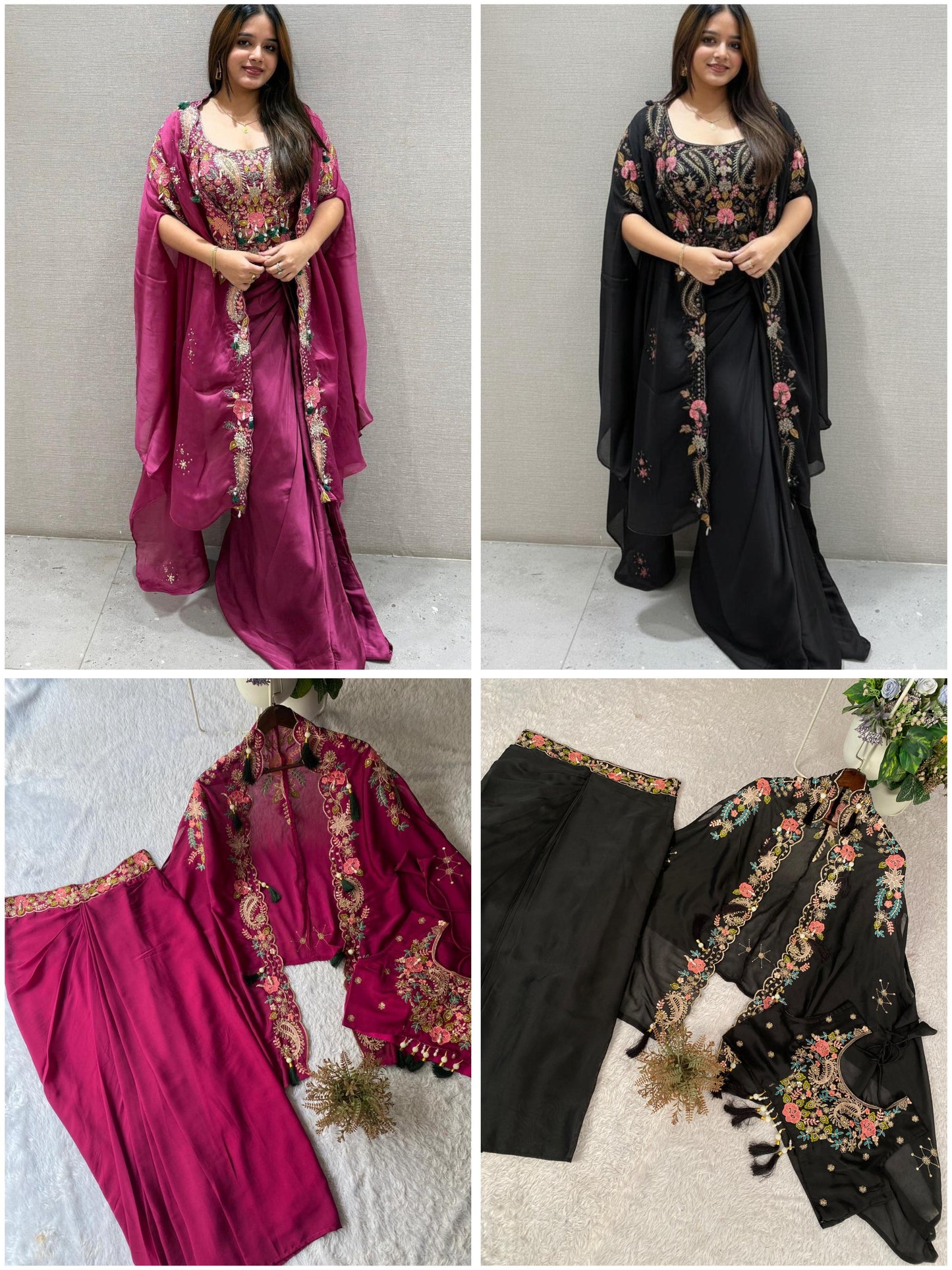 Rangoli Silk Embroidery Dhoti Shrug Set