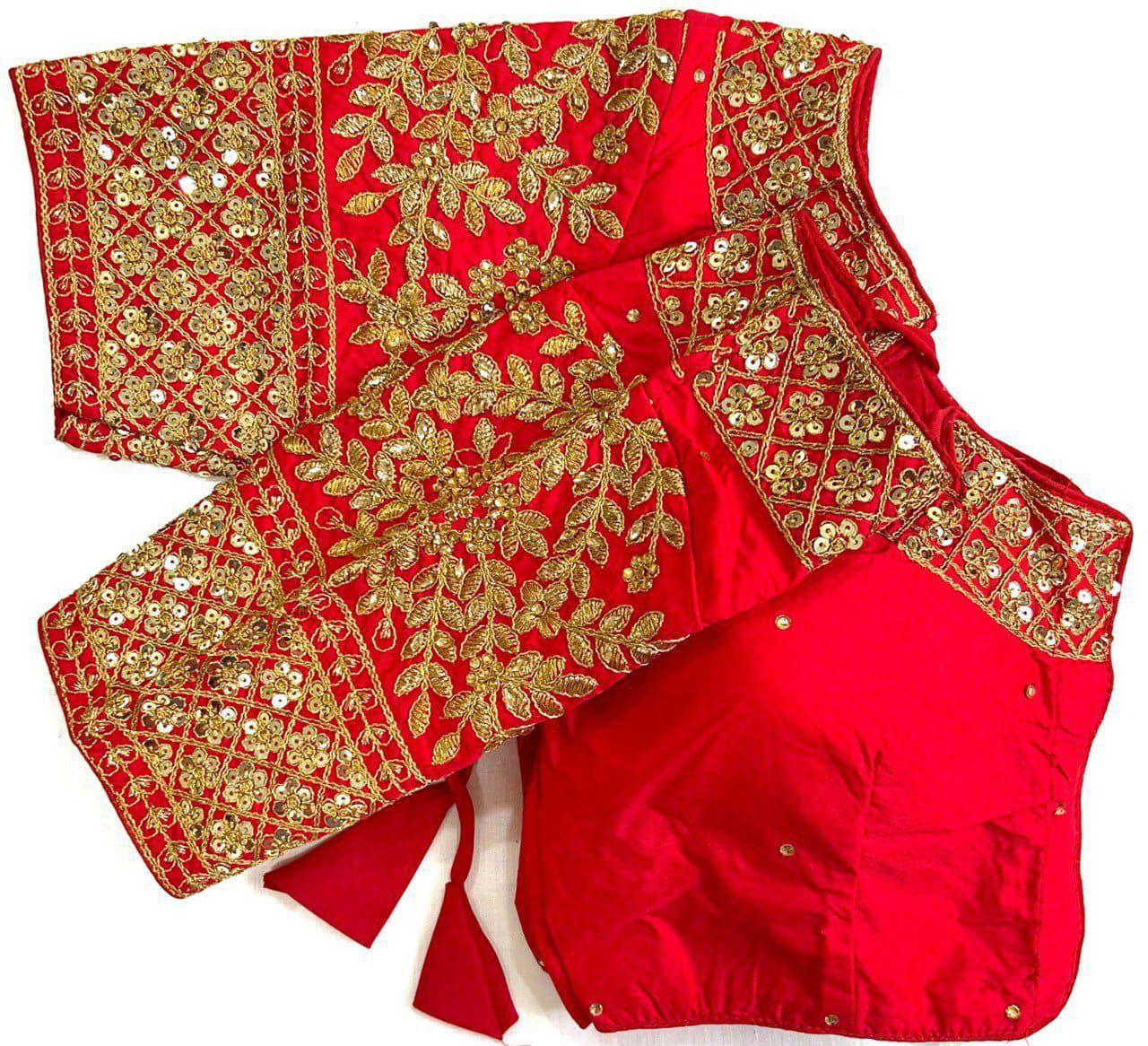 Soft Silk Blouse with rich sequin, thread, jari, and handwork detailing