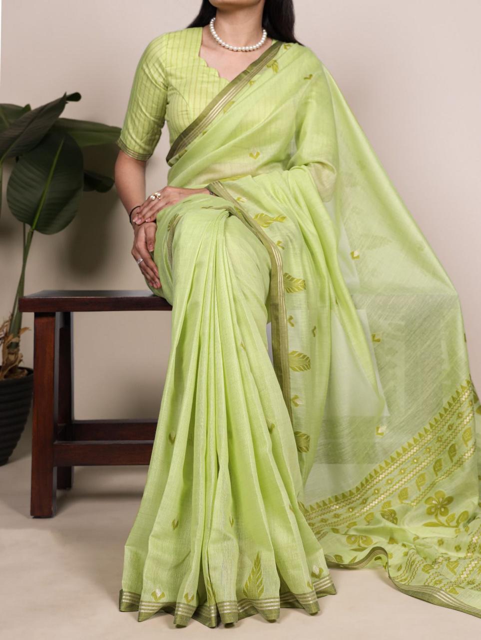 Cotton Silk Zari Weaving Saree