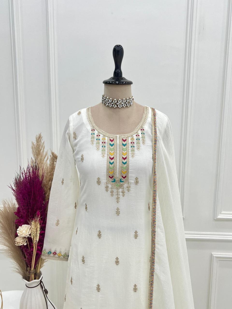 ✨ Pure Crunchy Silk Top Sharara & Dupatta Set ✨