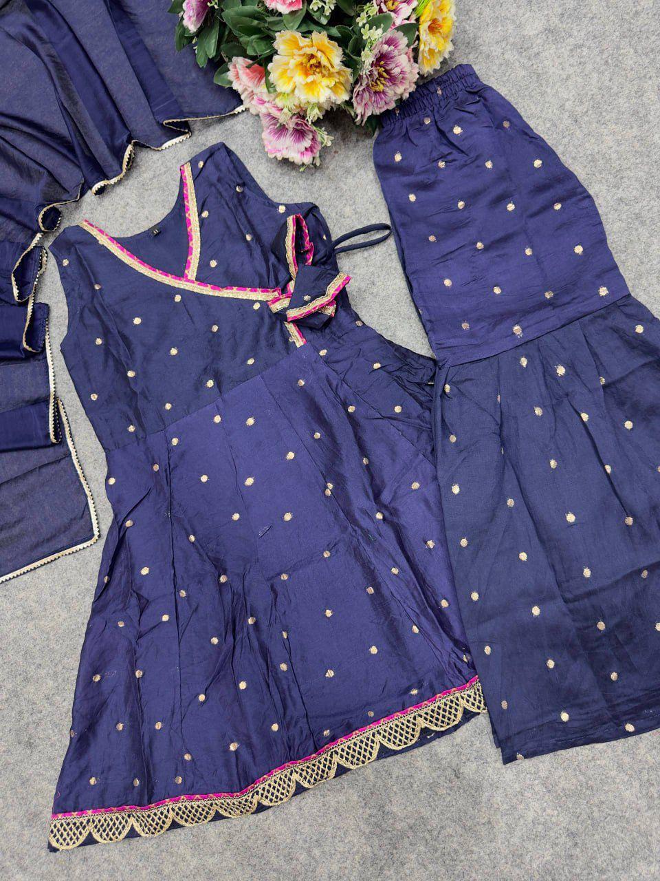 Chanderi Silk Girl Sharara Set