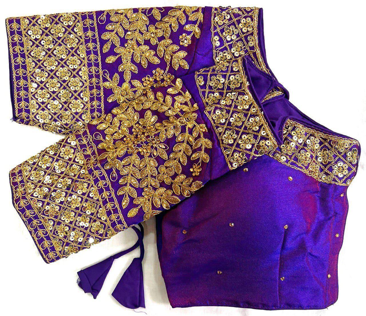 Soft Silk Blouse with rich sequin, thread, jari, and handwork detailing