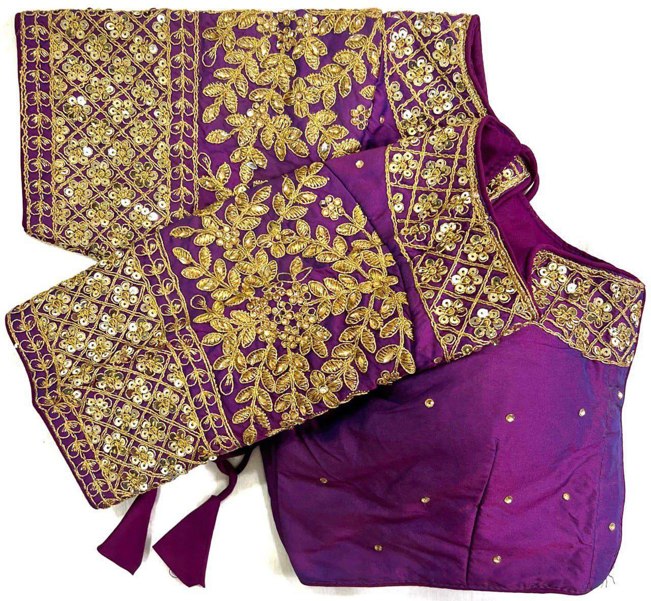 Soft Silk Blouse with rich sequin, thread, jari, and handwork detailing