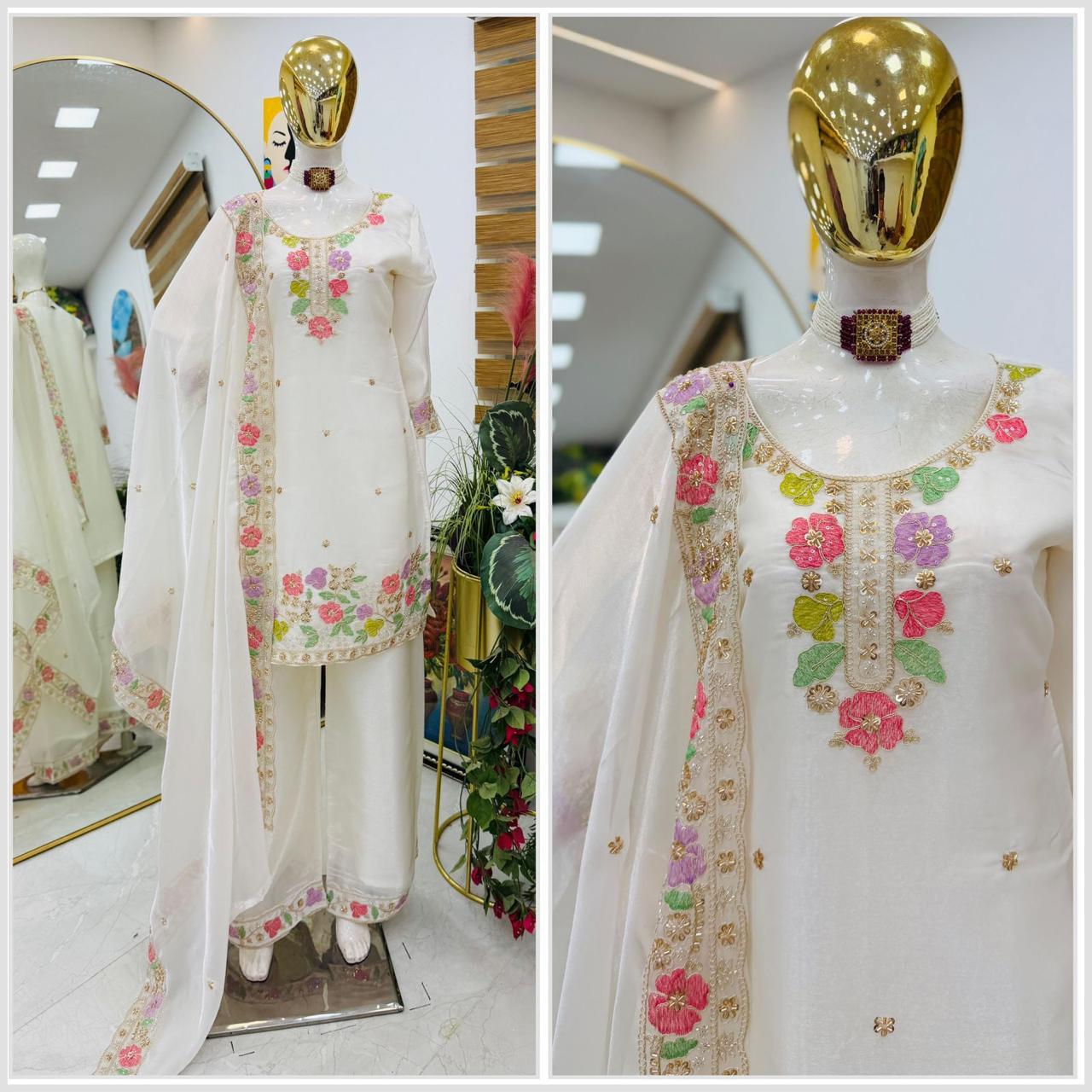 Jimi Choo Fabric Designer Kurta, Palazzo & Dupatta Set