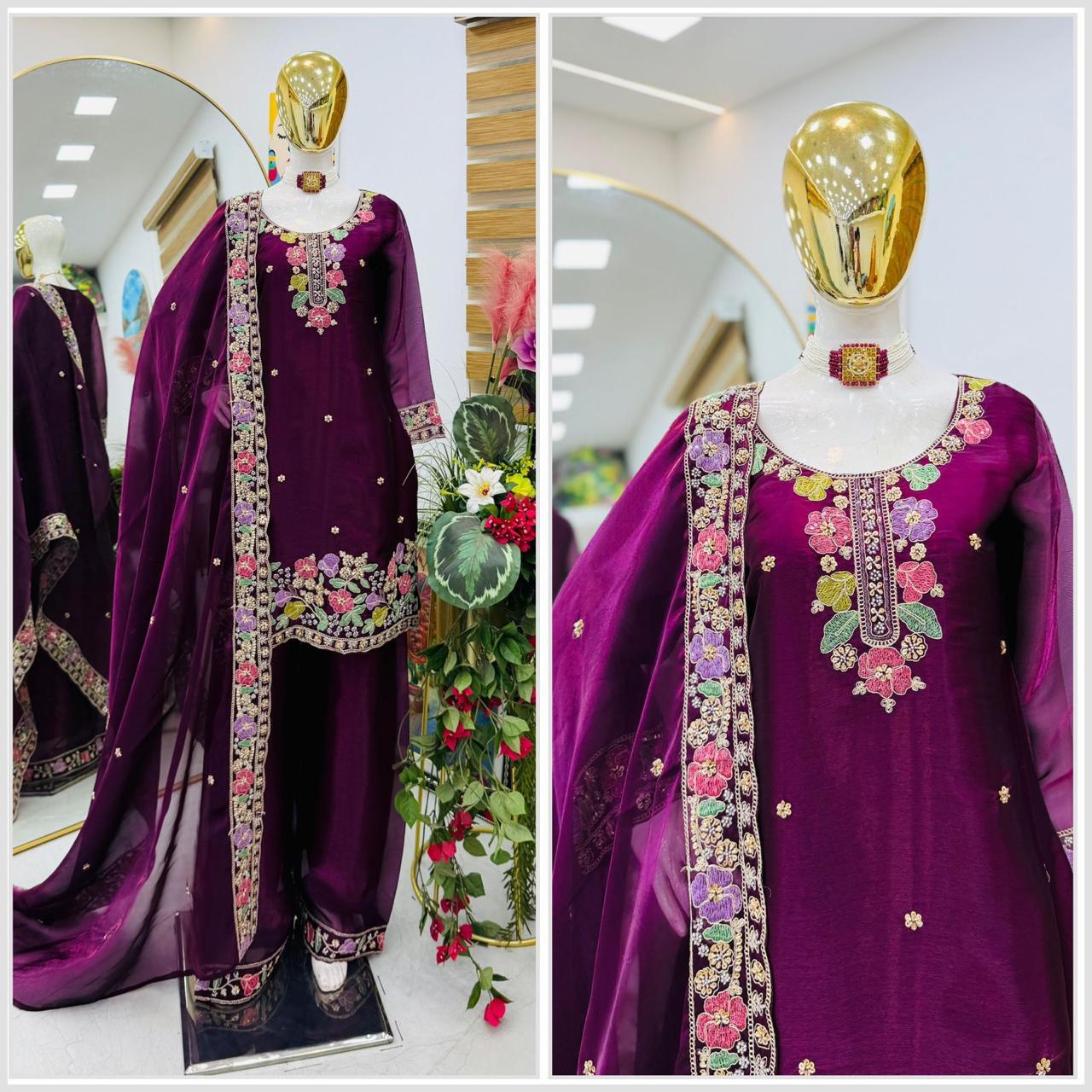 Jimi Choo Fabric Designer Kurta, Palazzo & Dupatta Set