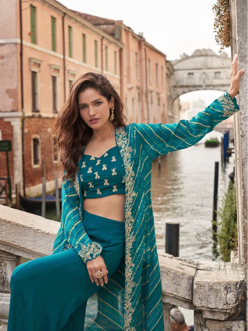 Chinon Indo-Western Set with Shrug Style Duppata
