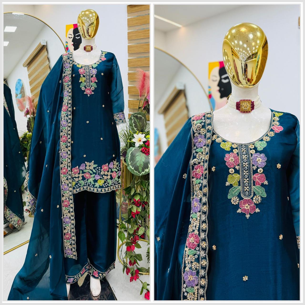 Jimi Choo Fabric Designer Kurta, Palazzo & Dupatta Set