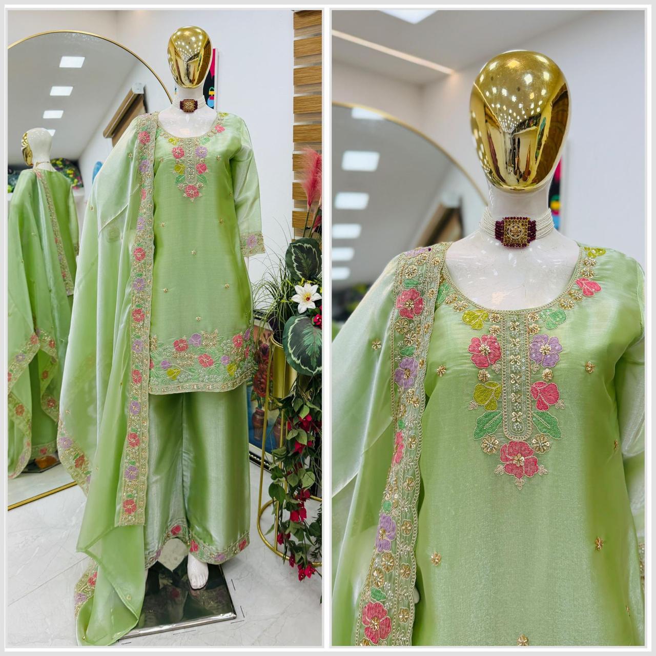 Jimi Choo Fabric Designer Kurta, Palazzo & Dupatta Set