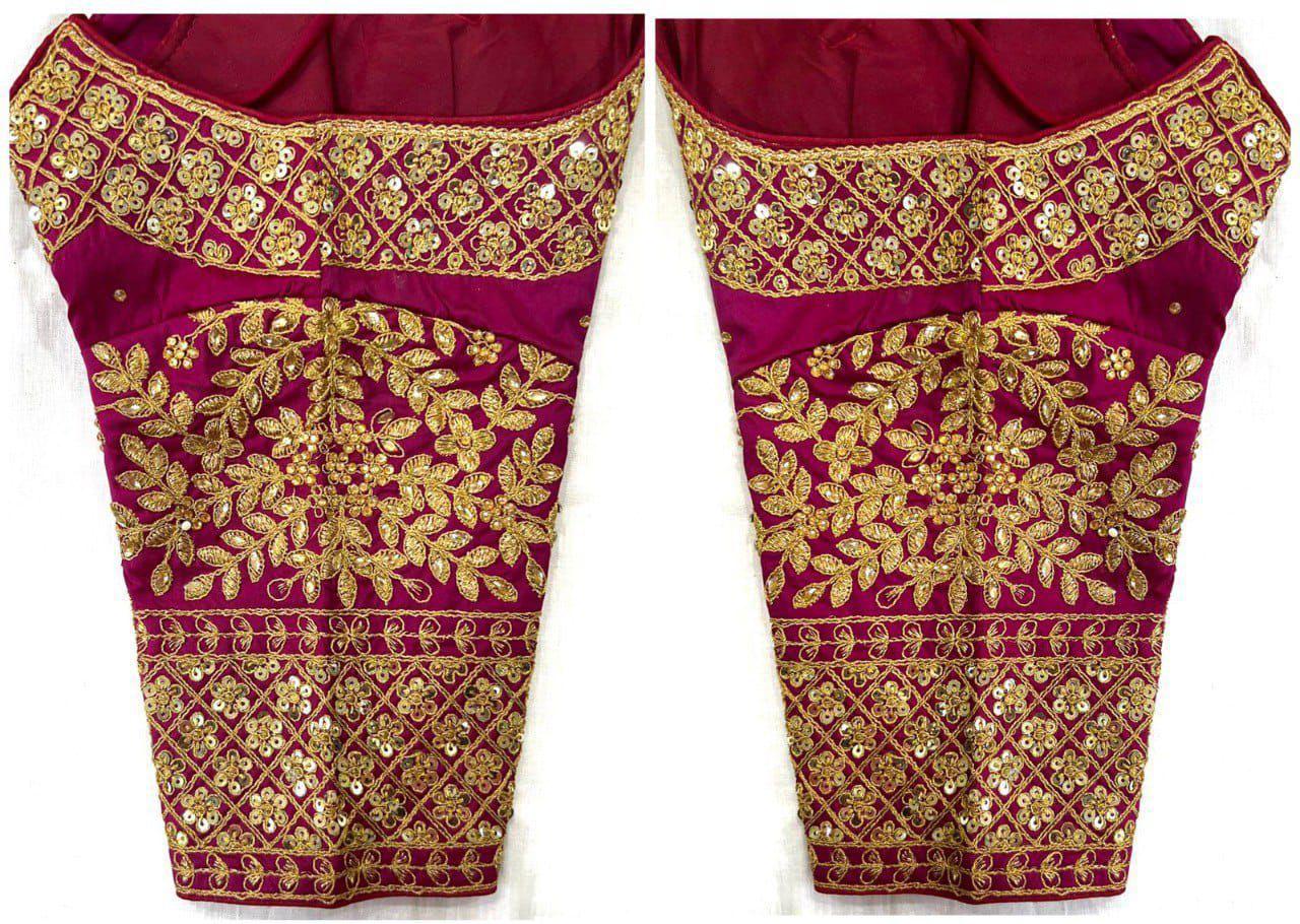 Soft Silk Blouse with rich sequin, thread, jari, and handwork detailing