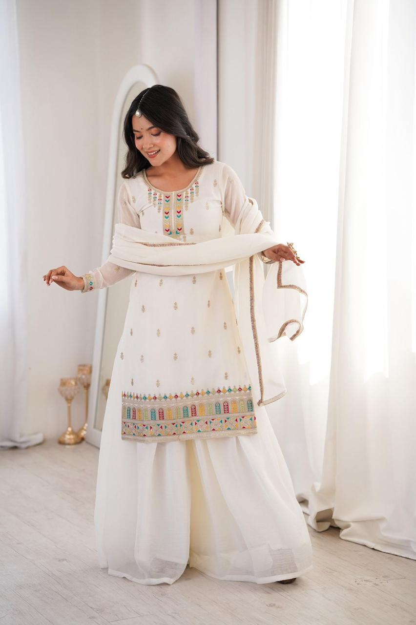✨ Pure Crunchy Silk Top Sharara & Dupatta Set ✨