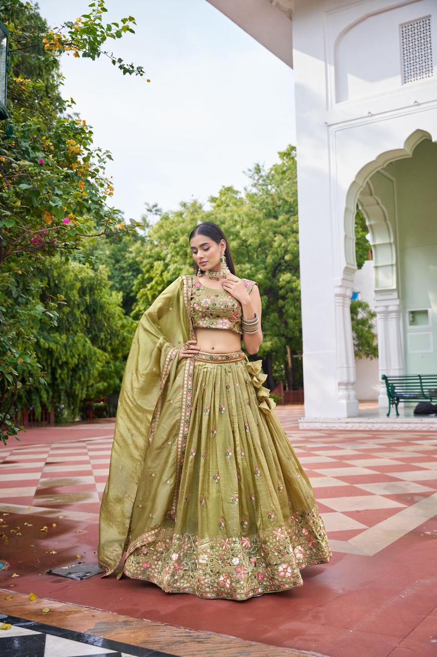 Premium Gold Crush Lehenga Set