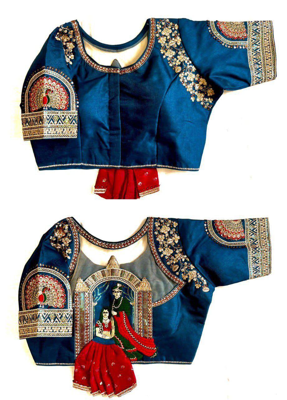 Shining Silk Embroidered Blouse
