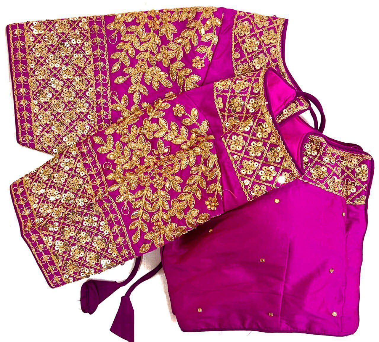 Soft Silk Blouse with rich sequin, thread, jari, and handwork detailing