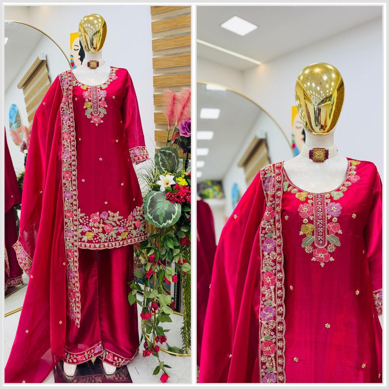 Jimi Choo Fabric Designer Kurta, Palazzo & Dupatta Set