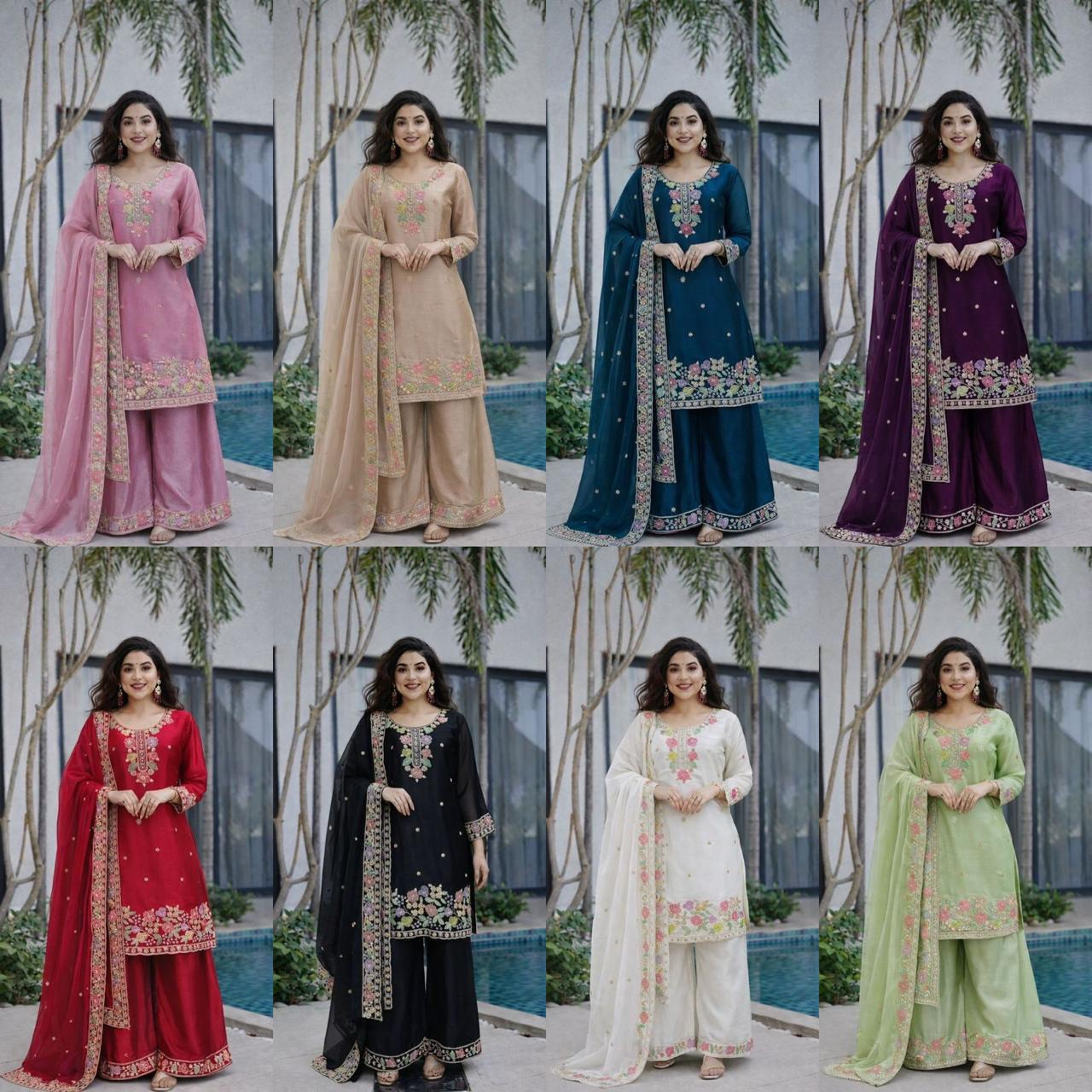 Jimi Choo Fabric Designer Kurta, Palazzo & Dupatta Set
