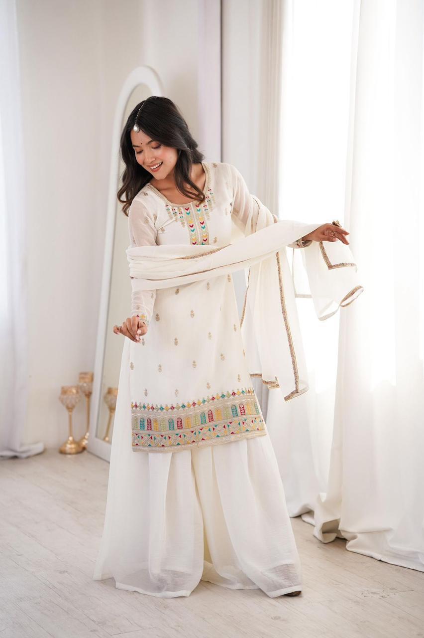 ✨ Pure Crunchy Silk Top Sharara & Dupatta Set ✨