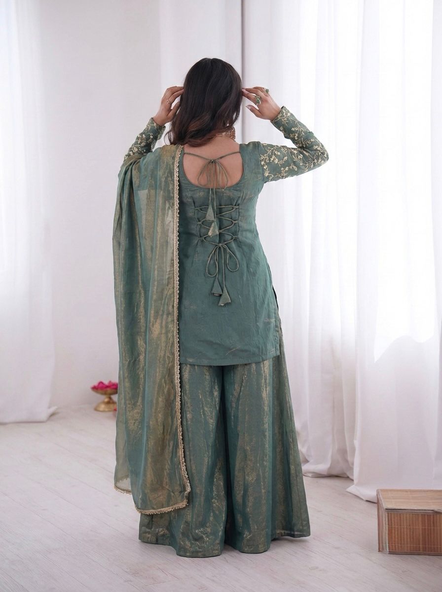 Party Wear Fendy Silk Palazzo Set