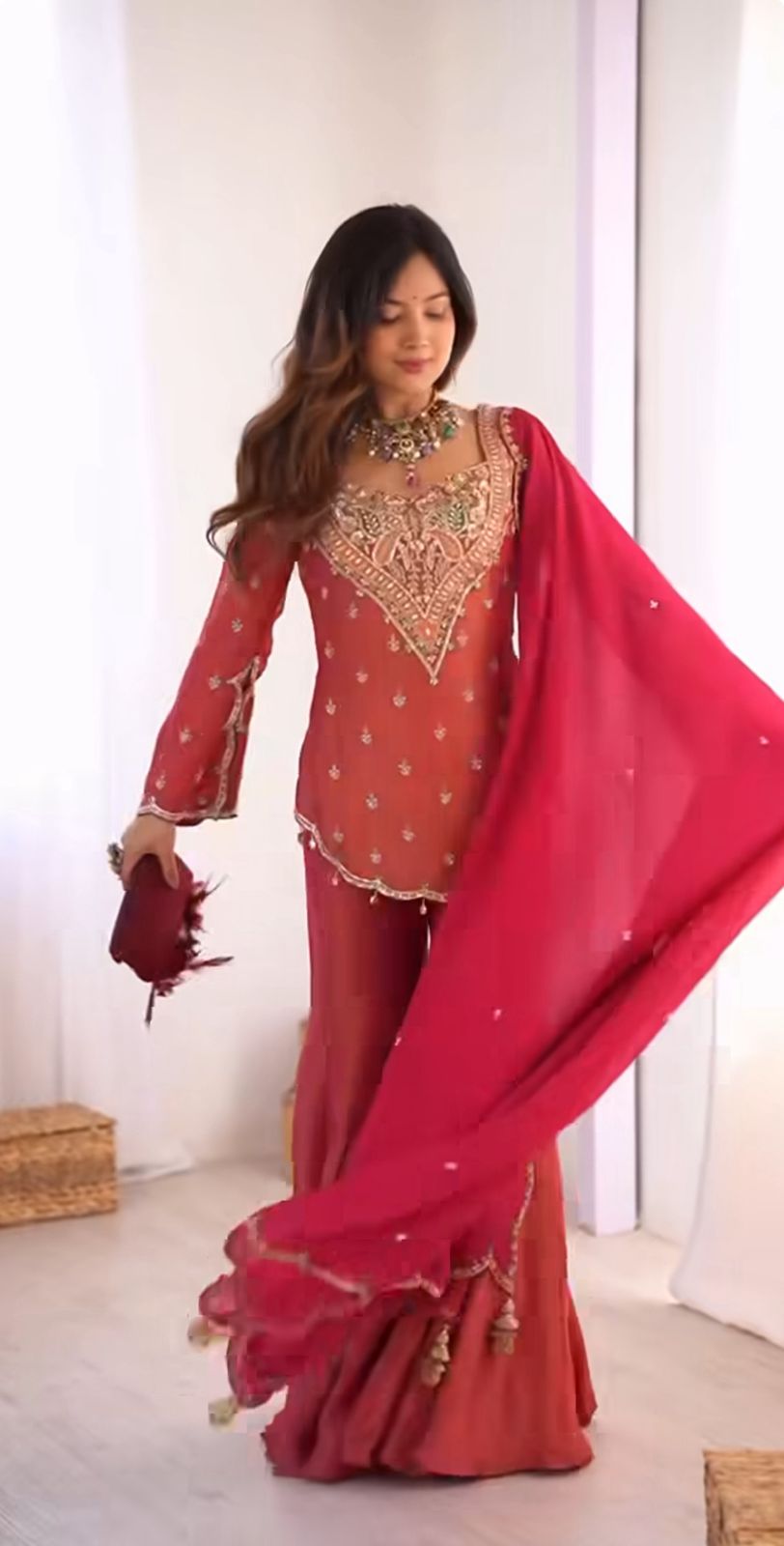 Elegant Simar Silk Set with Embroidery Work