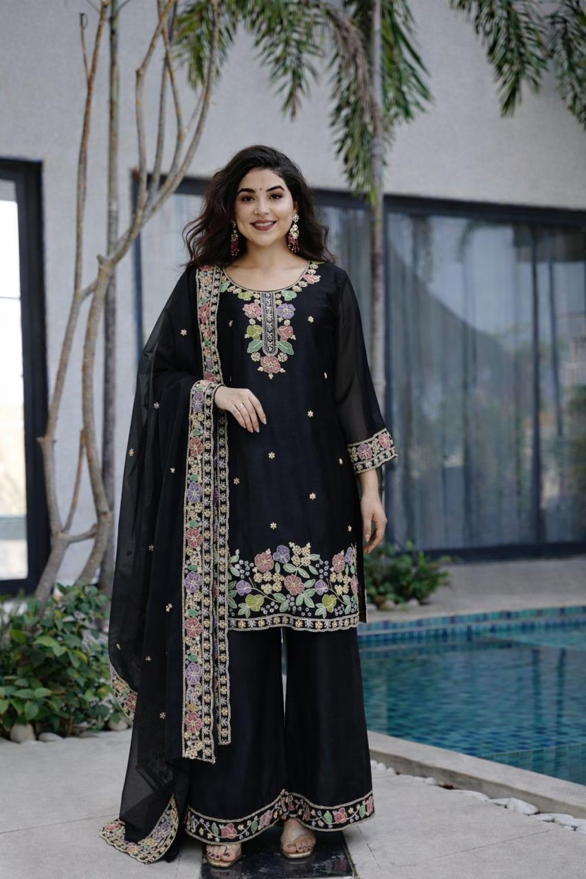 Jimi Choo Fabric Designer Kurta, Palazzo & Dupatta Set