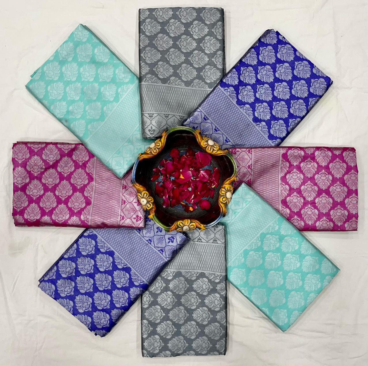 Soft Lichi Silk Saree with all over jacquard work