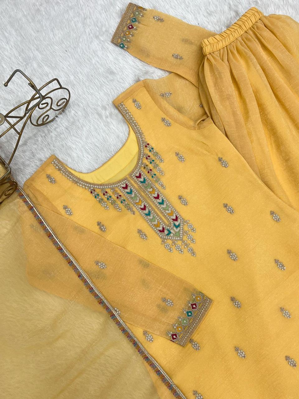 ✨ Pure Crunchy Silk Top Sharara & Dupatta Set ✨