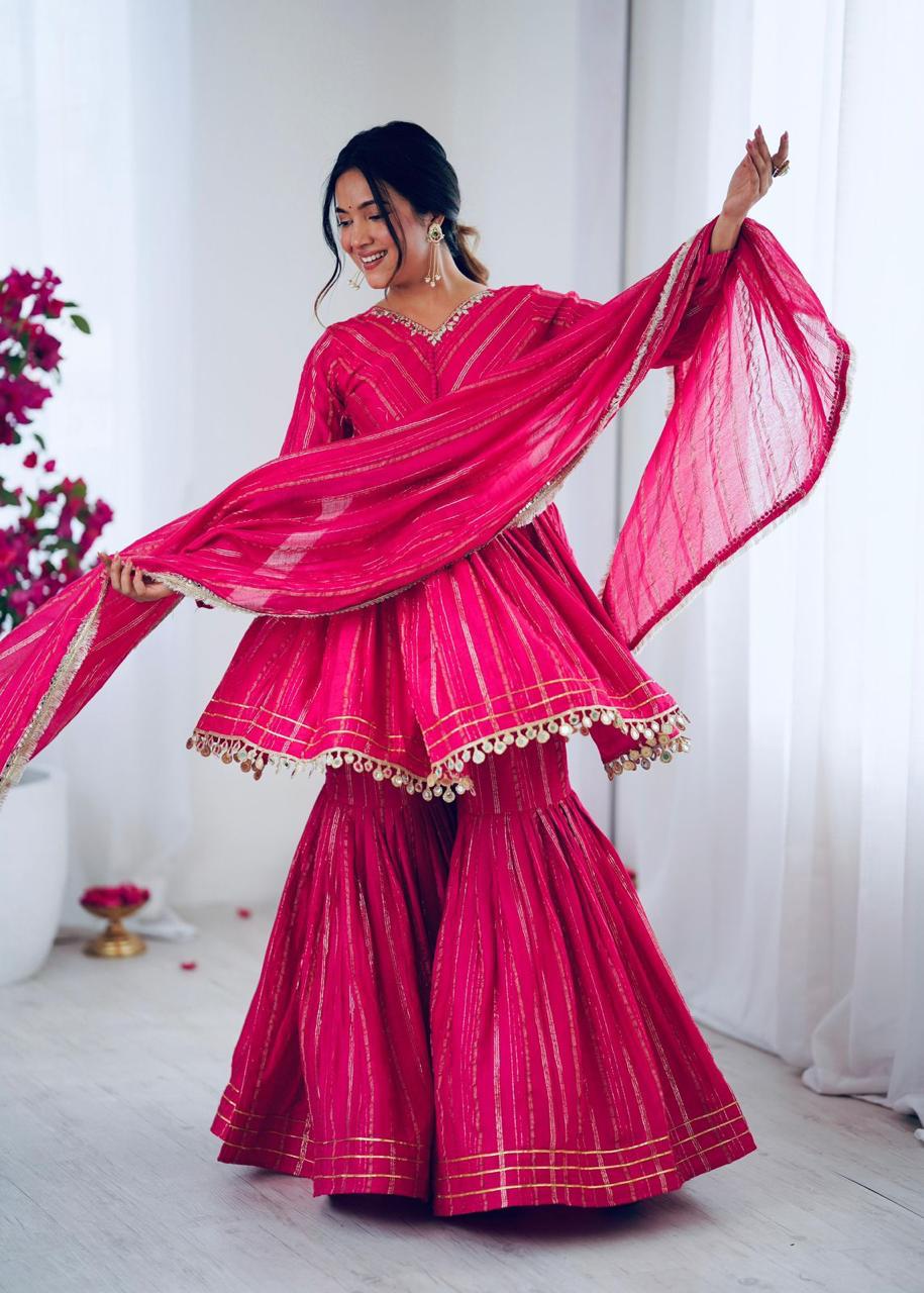 Designer Chanderi Fabric Sharara Set