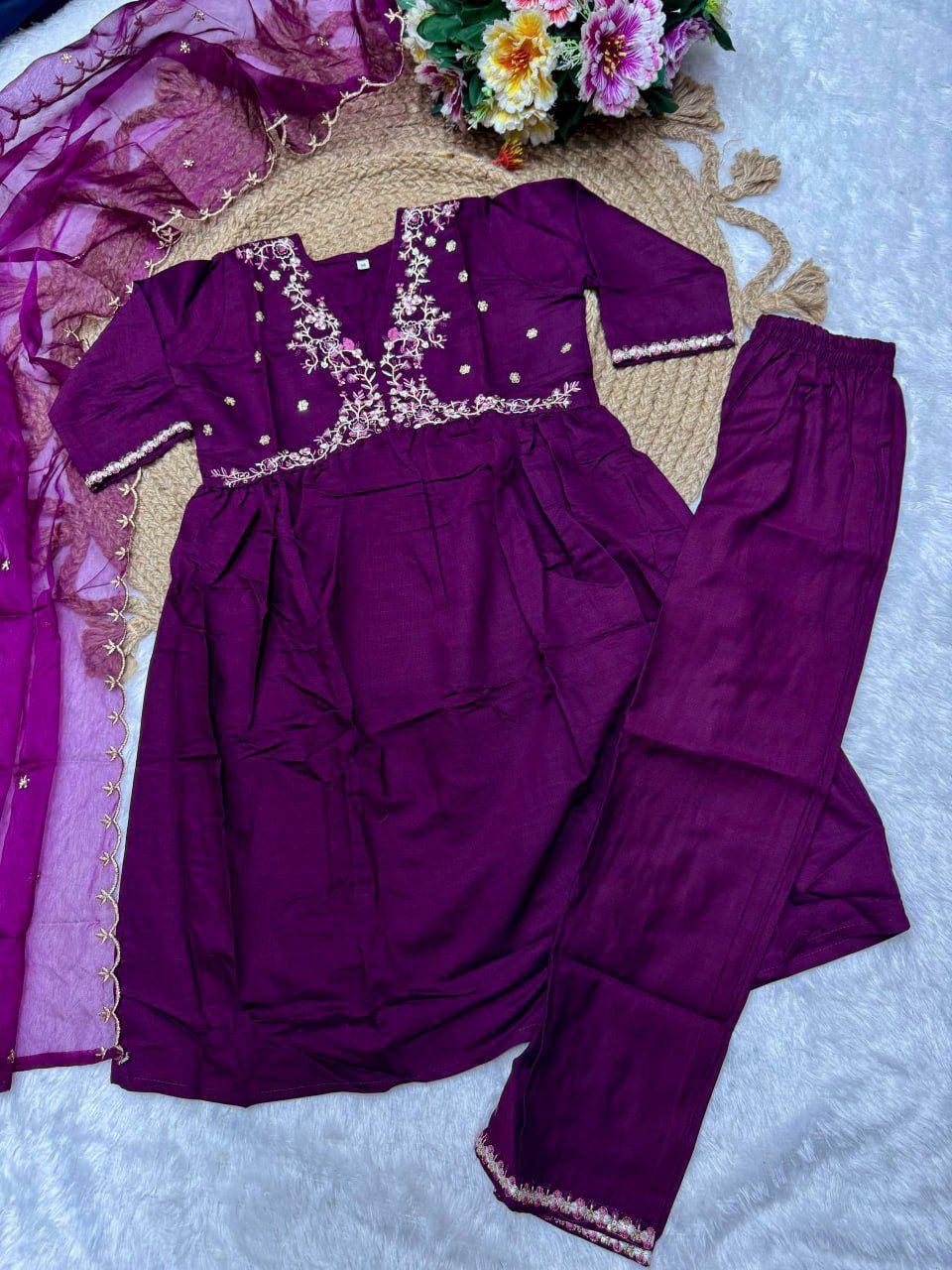 Girls Kurta Set crafted in viscose fabric with elegant heavy embroidery sequin work