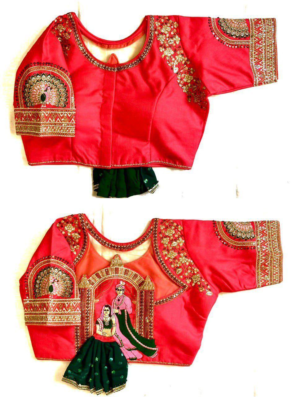 Shining Silk Embroidered Blouse