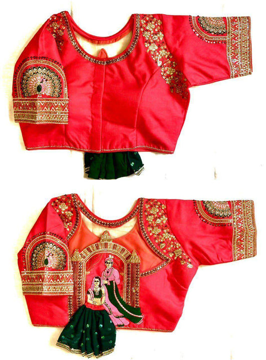Shining Silk Embroidered Blouse