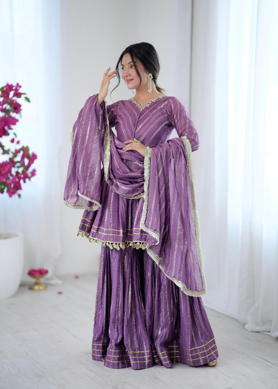 Designer Chanderi Fabric Sharara Set