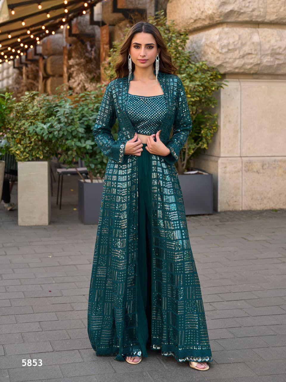 Designer Indo-Western Embroidered Shrug Set