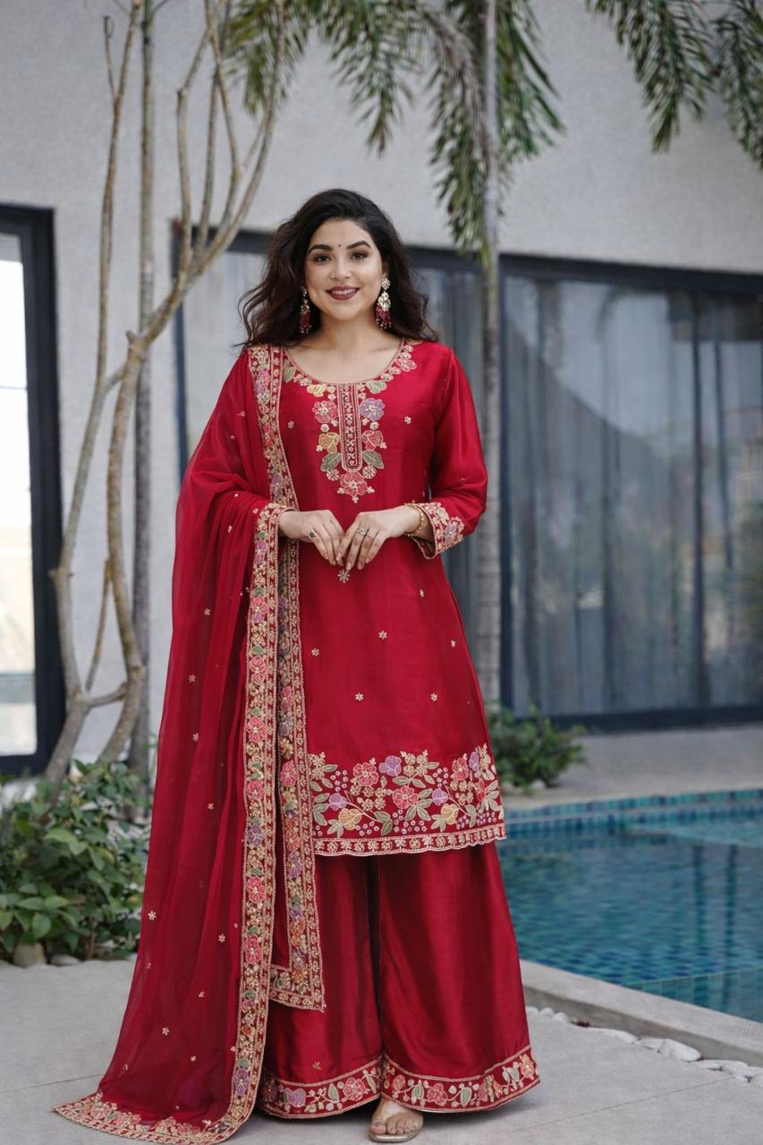 Jimi Choo Fabric Designer Kurta, Palazzo & Dupatta Set