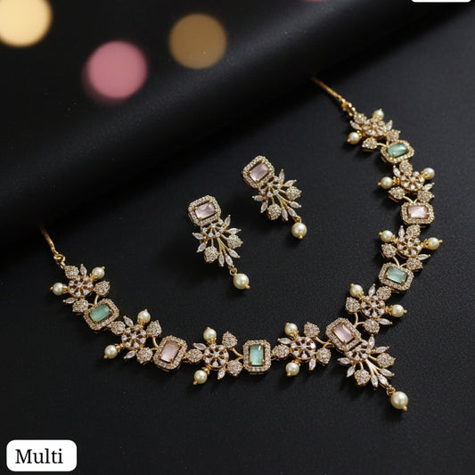 Multi Color Necklace Set AD Neck11174
