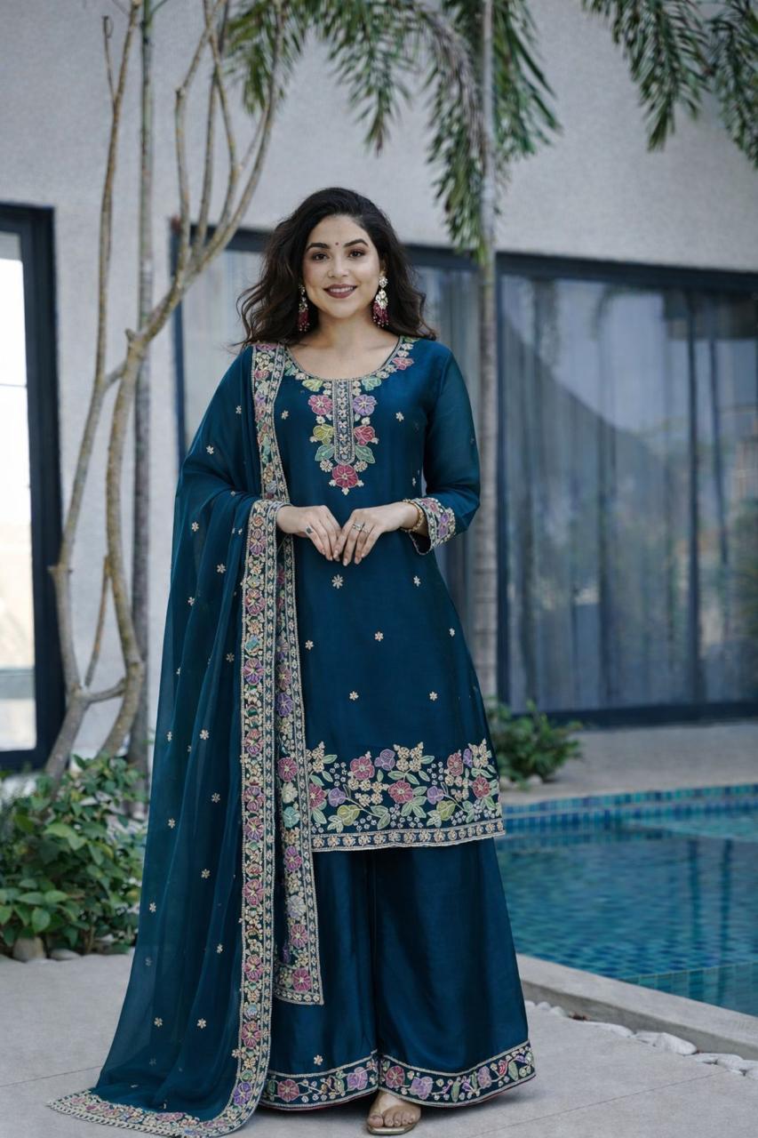 Jimi Choo Fabric Designer Kurta, Palazzo & Dupatta Set
