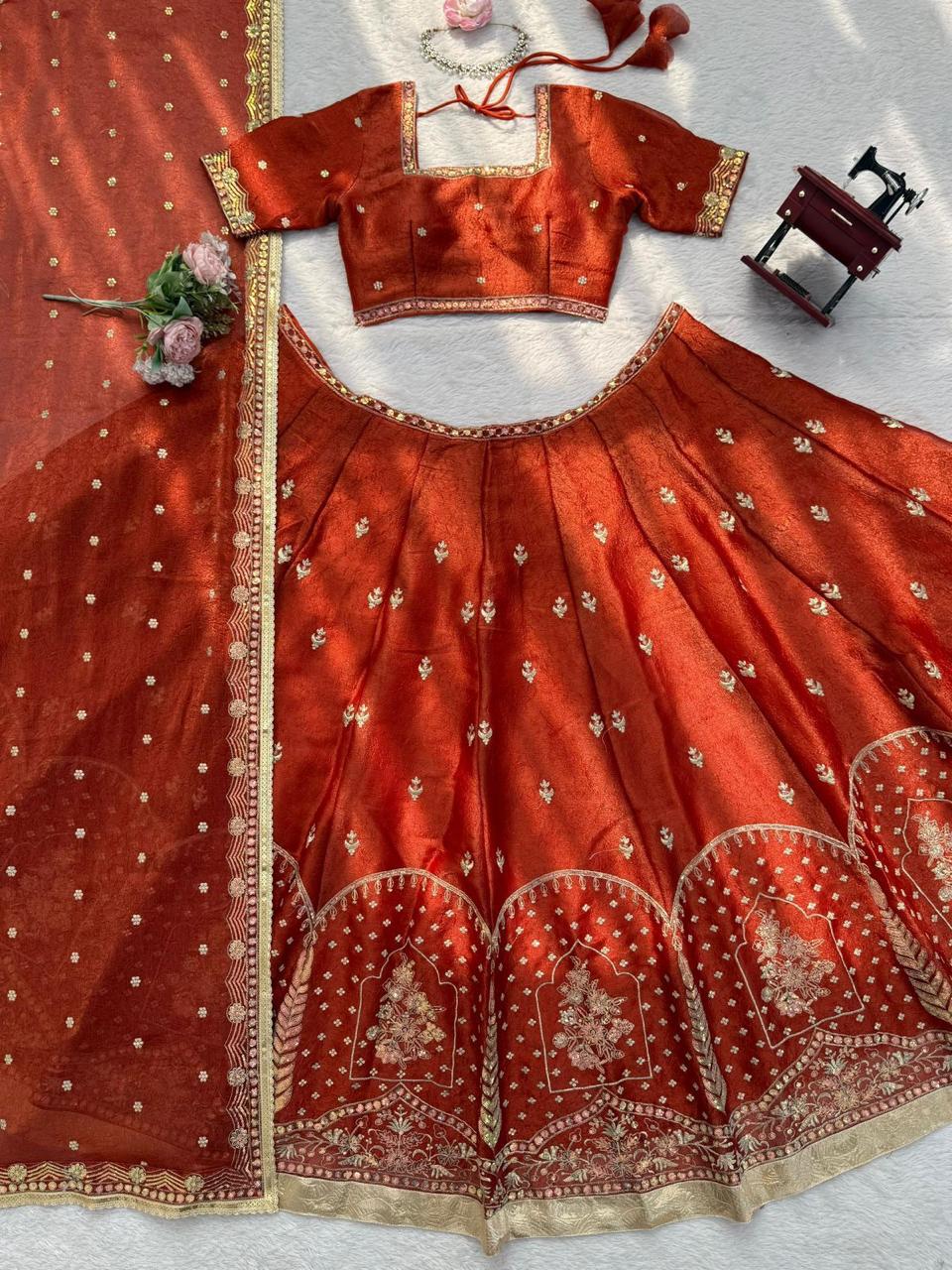 Premium Designer Krishma Silk Lehenga Set with Sequin Thread Work