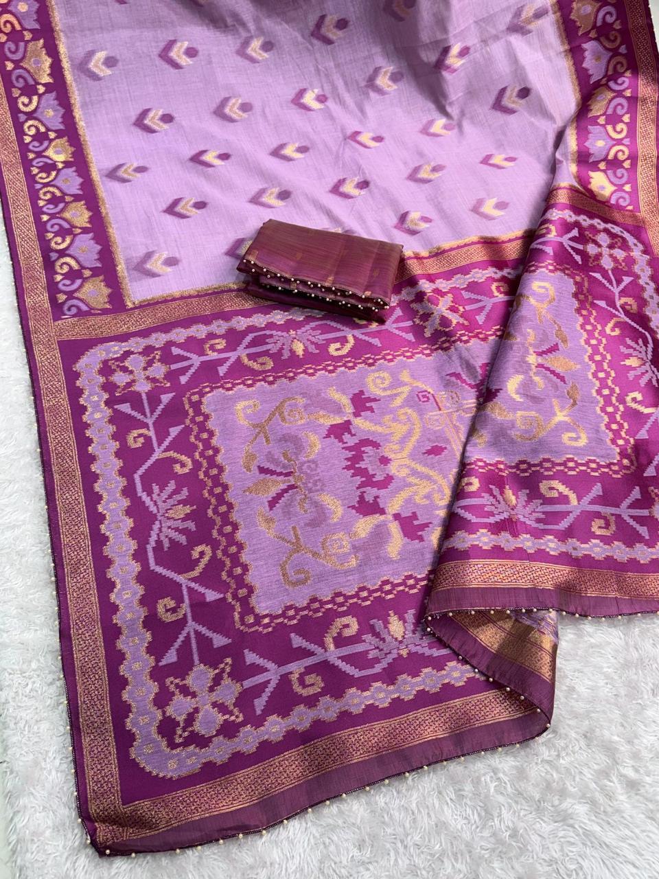 Linen Cotton Designer Motif Saree