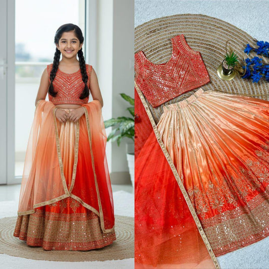 Soft Chinon silk sequin embroidery Girls Lehenga