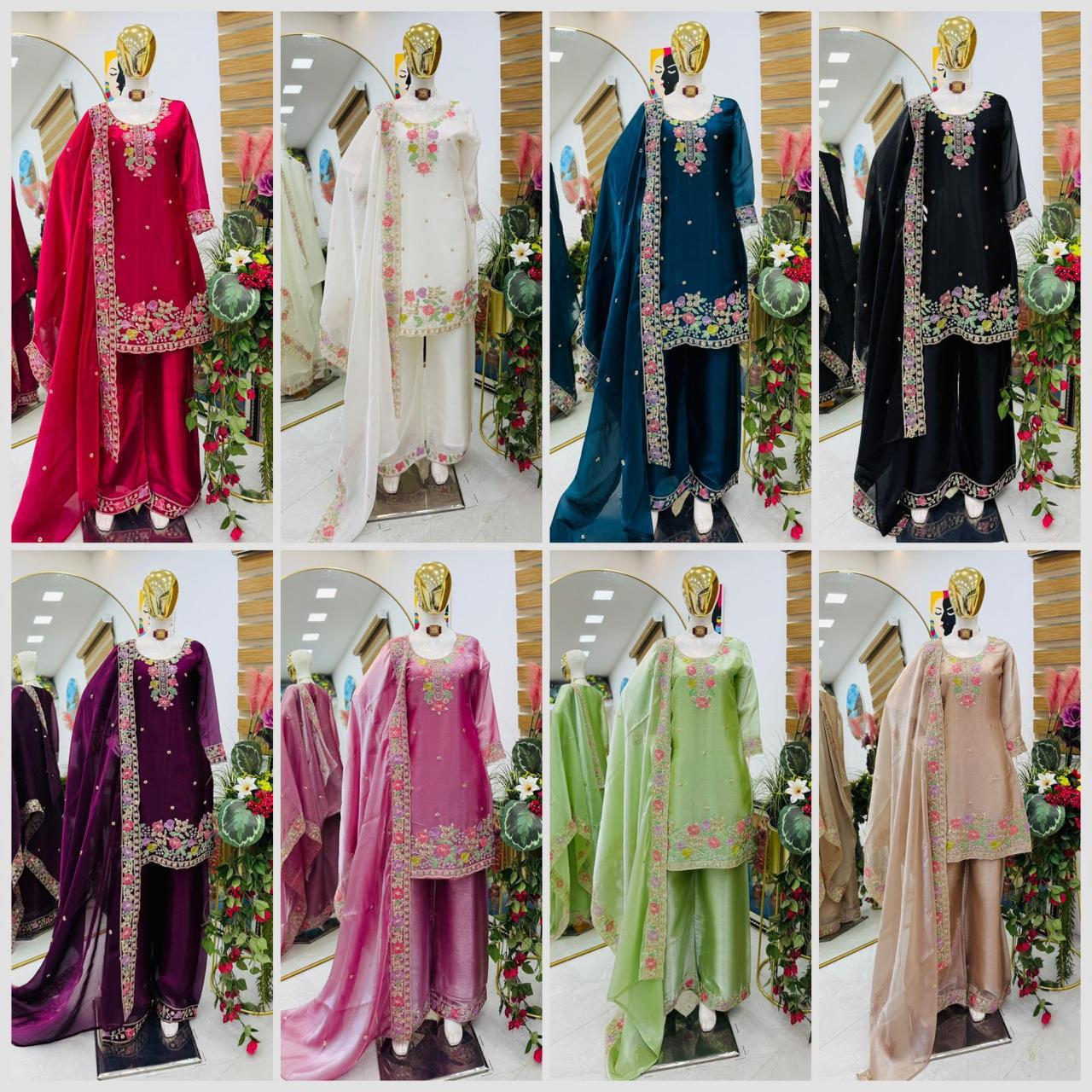 Jimi Choo Fabric Designer Kurta, Palazzo & Dupatta Set