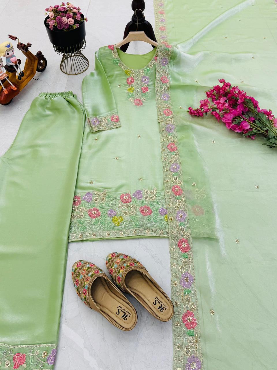 Jimi Choo Fabric Designer Kurta, Palazzo & Dupatta Set