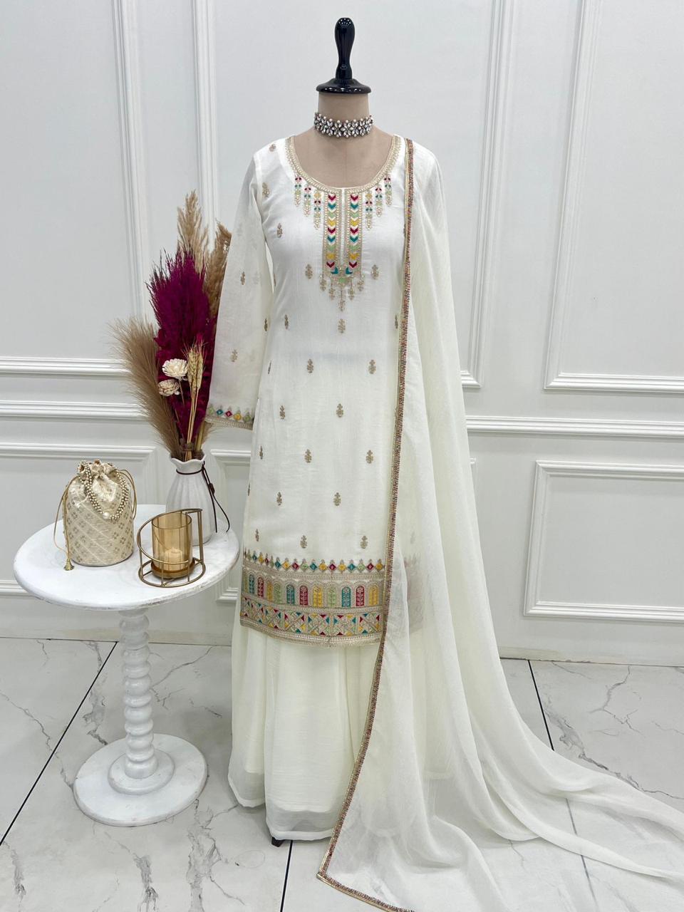 ✨ Pure Crunchy Silk Top Sharara & Dupatta Set ✨