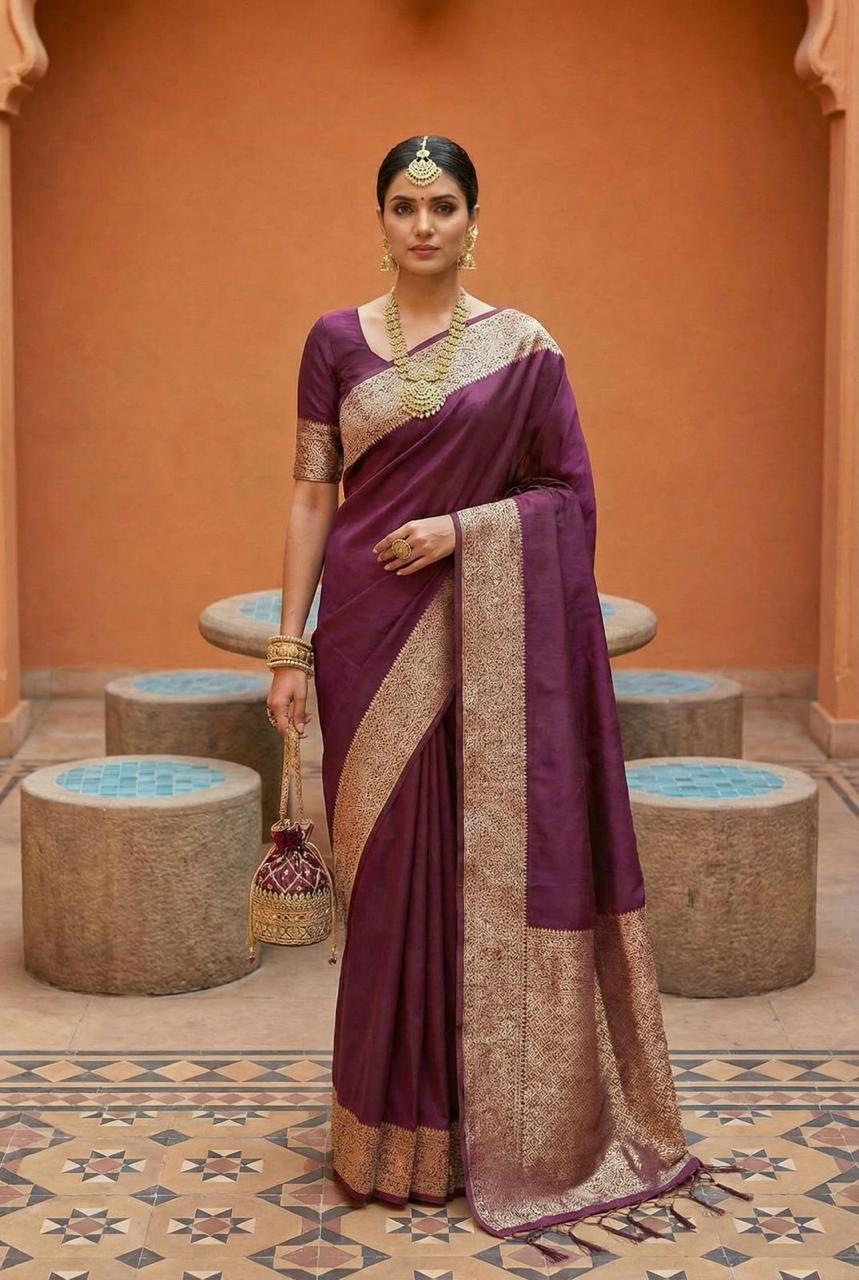 Soft Banarasi Silk Natural Zari Weaving Saree