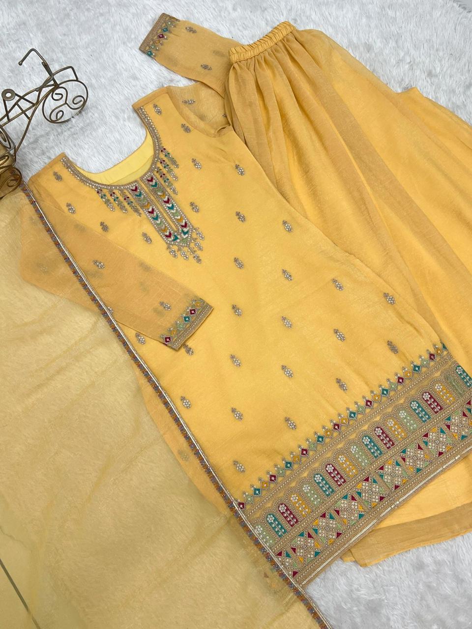 ✨ Pure Crunchy Silk Top Sharara & Dupatta Set ✨