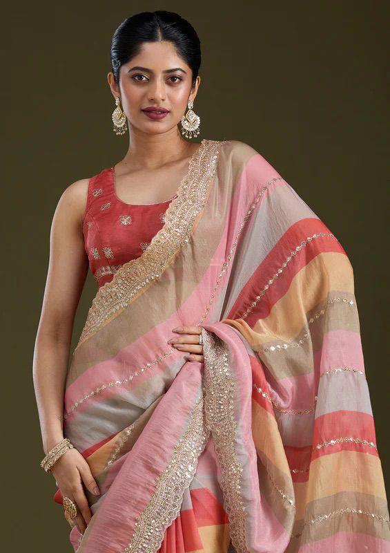 Multicolor Goldy Silk Saree with elegant print